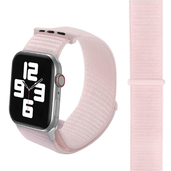 For Apple Watch SE,44-mm Case,Nylon Watch Band,Fastener,Pearl White