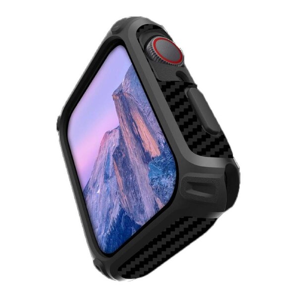 For Apple Watch Series 8,41-mm Case,Carbon Fibre Texture Cover Black