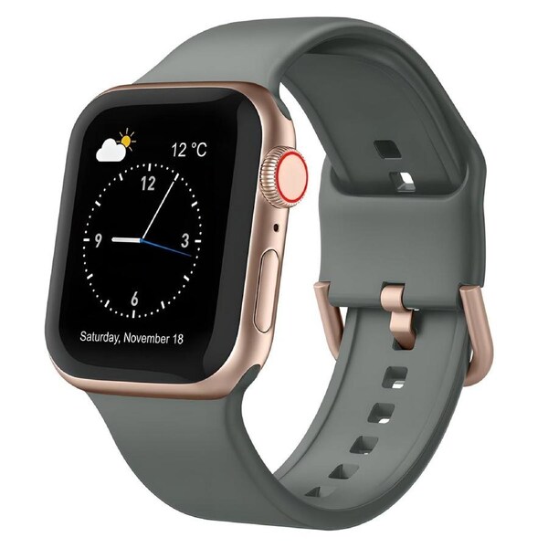 For Apple Watch Series 6,40-mm Case,Pin Buckle Silicone Watch Band,Olive