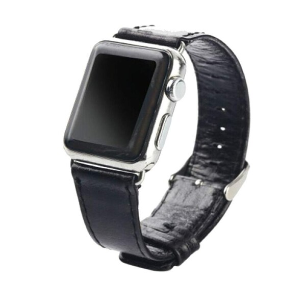 For Apple Watch Series 9,45-mm Case,Genuine Leather Oil Wax Strap,Black