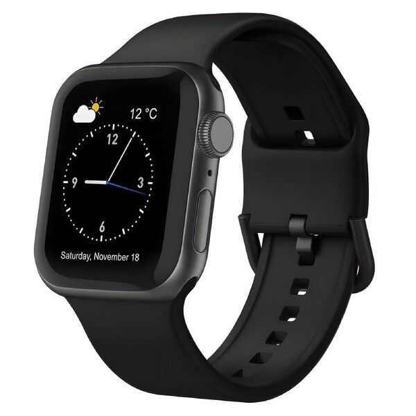For Apple Watch Series 2,38-mm Case,Pin Buckle Silicone Watch Band,Black