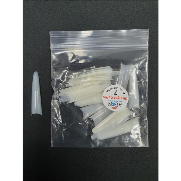 AEON - Straight Coffin Nail Fake False Tips Extension Refill Size 7 (50pcs)