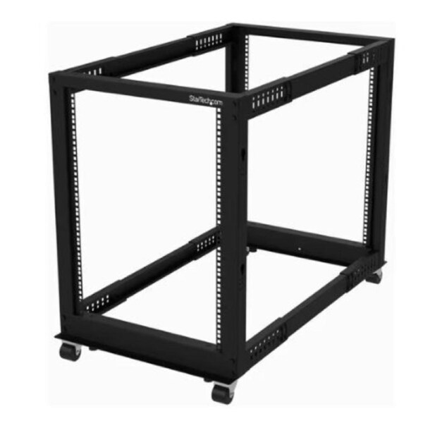StarTech.com 4-Post 15U Mobile Open Frame Server Rack, 19" Network Rack with Casters, Rolling Rack for Computer/AV/Data/IT Equip