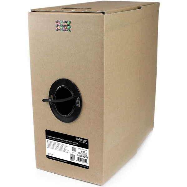 StarTech.com Cat6 Ethernet Cable - Bulk Cat6 Cable - 1000ft Cat6 - Solid - CMR-Rated Network Cable - Black Cat 6 Cable - Box of