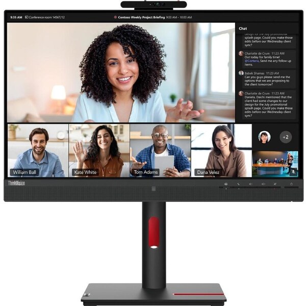 Lenovo ThinkVision T24mv-30 24" Class Webcam Full HD LED Monitor - 16:9 - Raven Black - 23.8" Viewable - In-plane Switching (IPS) Technology - WLED -