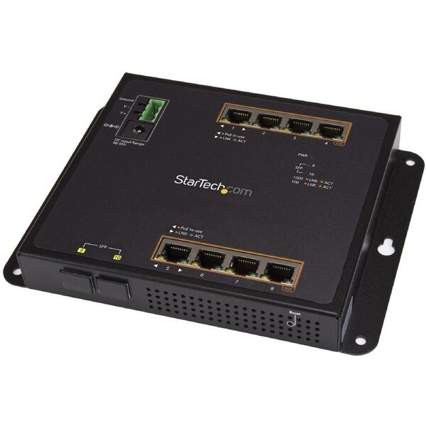 StarTech.com 8 Ports Manageable Ethernet Switch - Gigabit Ethernet - 10/100/1000Base-T, 1000Base-SX/LX - TAA Compliant - 2 Layer
