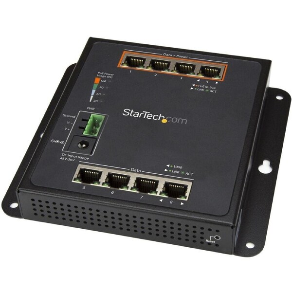 StarTech.com 8 Ports Manageable Ethernet Switch - Gigabit Ethernet - 10/100/1000Base-T - TAA Compliant - 2 Layer Supported - Twisted Pair - PoE Ports