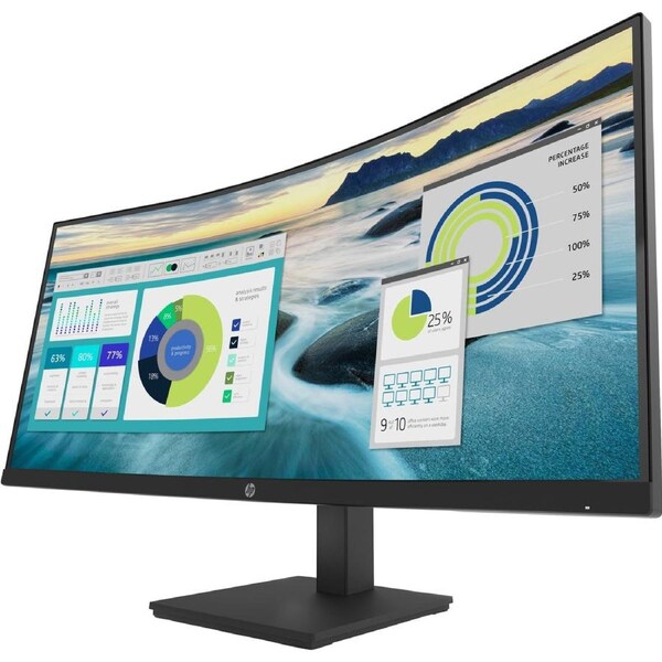 HP P34hc G4 34" Class WQHD Curved Screen LCD Monitor - 21:9 - Black - 34" Viewable - Vertical Alignment (VA) - LED Backlight - 3440 x 1440 - 250 - 5
