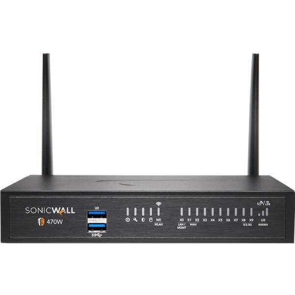 SonicWall TZ470W Network Security/Firewall Appliance Support/Service - TAA Compliant - 8 Port - 10/100/1000Base-T - 2.5 Gigabit Ethernet - Wireless -