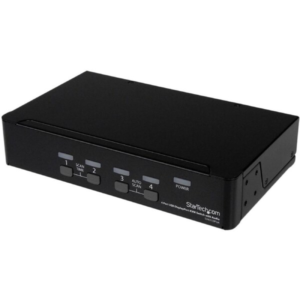 StarTech.com 4 Port USB DisplayPort KVM Switch with Audio - 4 Computer(s) - 1 Local User(s) - WQXGA - 3840 x 2400 - 8 x USB - 5