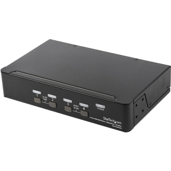 StarTech.com KVM Switchbox - TAA Compliant - 4 Computer(s) - 1 Local User(s) - 3840 x 2160 - 8 x USB - 5 x DisplayPort - 1U - Ra