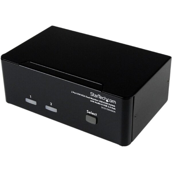 StarTech.com KVM Switchbox - TAA Compliant - 2 Computer(s) - WUXGA - 1920 x 1440 - 6 x USB - 3 x DVI - 3 x VGA - Desktop