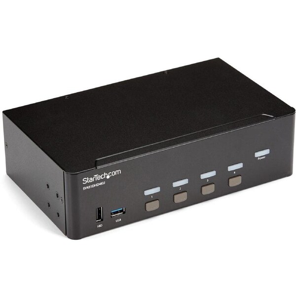 StarTech.com KVM Switchbox - TAA Compliant - 4 Computer(s) - 1 Local User(s) - 3840 x 2160 - 10 x USB - 10 x HDMI - Rack-mountab