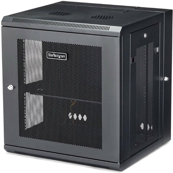 StarTech.com 4-Post 12U Wall Mount Network Cabinet, 19" Hinged Wall-Mounted Server Rack for IT Equipment, Flexible Lockable Rack