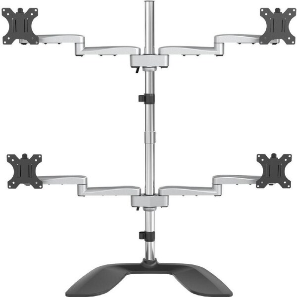 StarTech.com Quad Monitor Stand, Desktop VESA 4 Monitor Arm up to 32" (17.6lb/8kg) Screens, Ergonomic Articulating Pole Mount, A