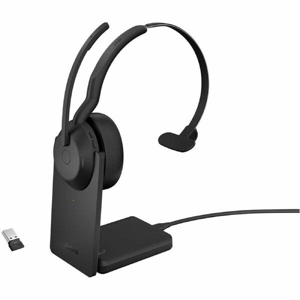 Jabra Evolve2 55 Wireless On-ear Mono Headset - Monaural - Supra-aural - 3000 cm - Bluetooth - 20 Hz to 20 kHz - MEMS Technology, Noise Cancelling -