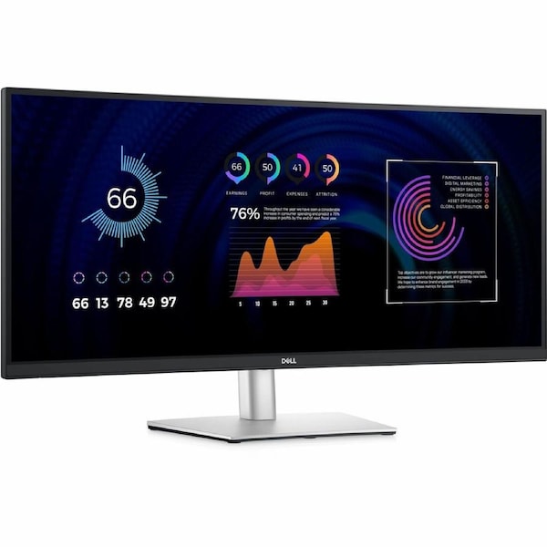 Dell P3424WE 34" Class WQHD Curved Screen Gaming LED Monitor - 21:9 - Black - 34.1" Viewable - In-plane Switching (IPS) Technology - Edge WLED - 3440