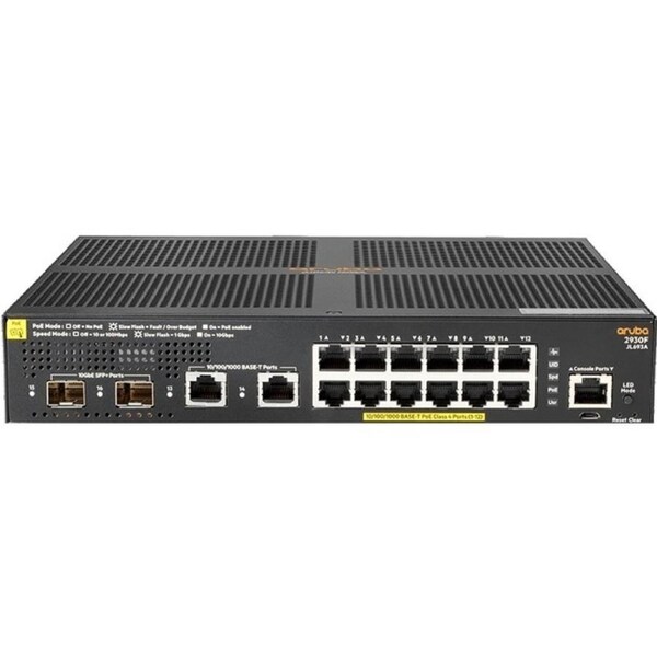 Aruba 2930F 12 Ports Manageable Layer 3 Switch - Gigabit Ethernet, 10 Gigabit Ethernet - 10/100/1000Base-T, 10GBase-X - 3 Layer
