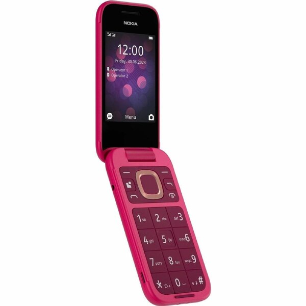 Nokia 2660 Flip 128 MB Feature Phone - 2.8" Flexible Folding Screen TFT LCD QVGA 240 x 320 - Cortex A71 GHz - 48 MB RAM - Series 30+ - 4G - Pop Pink