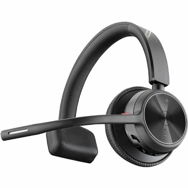 Poly Voyager 4300 UC 4310 Wireless Over-the-head, On-ear Mono Headset - Black - Siri, Google Assistant - Monaural - Ear-cup - 9100 cm - Bluetooth - -
