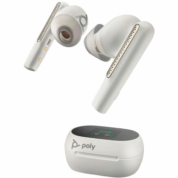 Poly Voyager Free 60+ UC True Wireless Earbud Stereo, Mono Earset - White Sand - Binaural - In-ear - 300 cm - Bluetooth - 20 Hz to 20 kHz - Noise