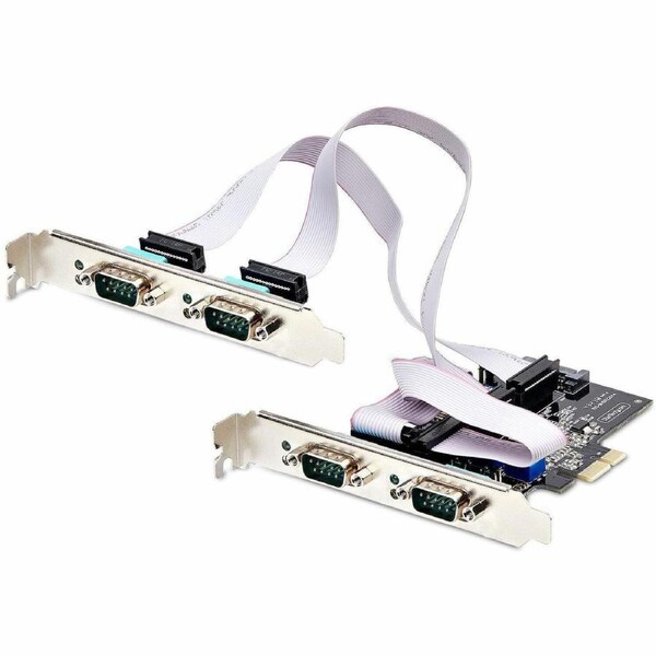 StarTech.com 4-Port Serial PCIe Card, Quad-Port RS232/RS422/RS485 Card, 16C1050 UART, ESD Protection, Windows/Linux, TAA-Complia