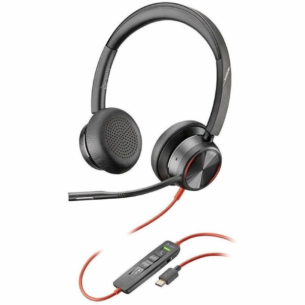 Poly Blackwire 8225 Wired On-ear Stereo Headset - Black - Microsoft Teams Certification - Binaural - Ear-cup - 32 Ohm - 216.4 cm