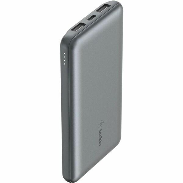 Belkin BoostCharge Power Bank - Space Gray - For iPhone - 2 x Type-A 15W, 1 x Type-C 15W - 10000 mAh - 3 x USB - Space Gray