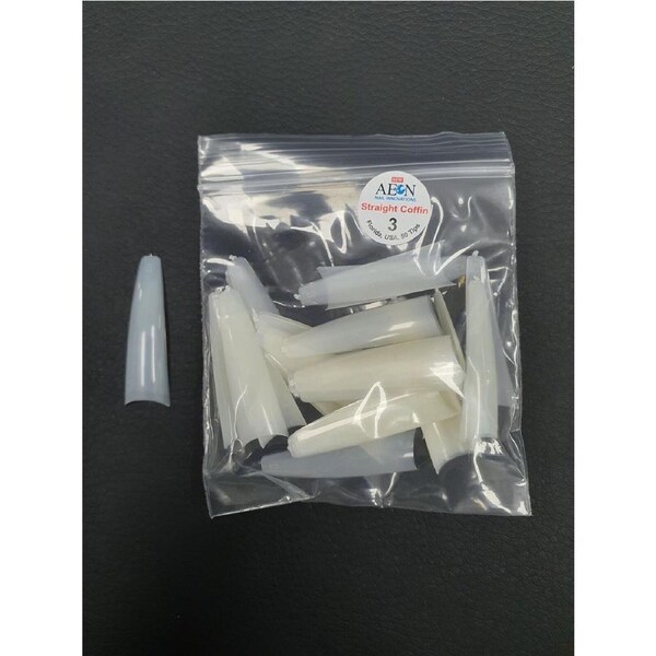 AEON - Straight Coffin Nail Fake False Tips Extension Refill Size 3 (50pcs)