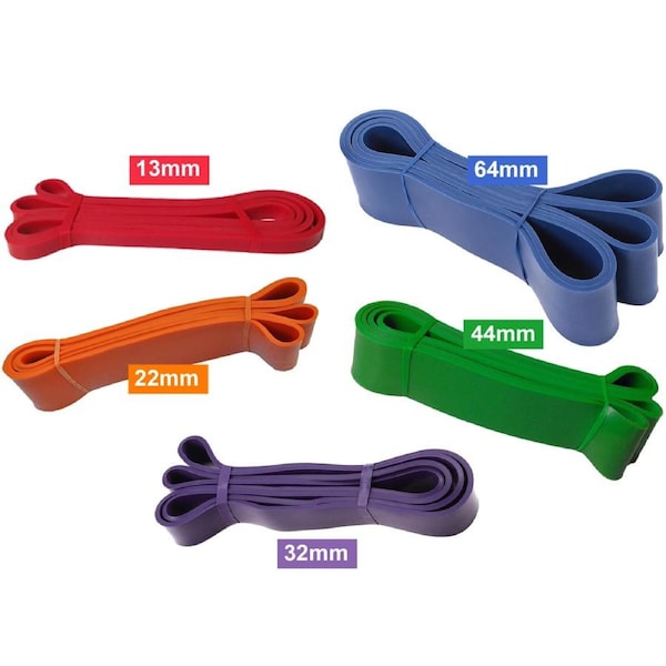 Heavy Duty Resistance Bands 5 Set Loop Exercise Pilates Yoga Physio 6-80kg Resistance