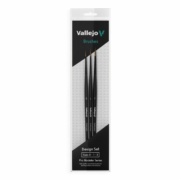 Vallejo Brushes Pro Modeler Design Set Natural Hair (Sizes 0, 1 and 2)