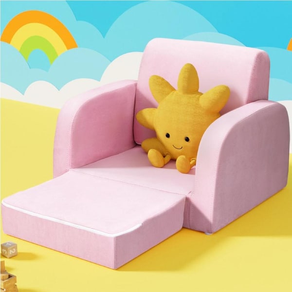 1 Seater Keezi Kids Sofa Children Flip Open Couch Lounger Armchair Soft Pink