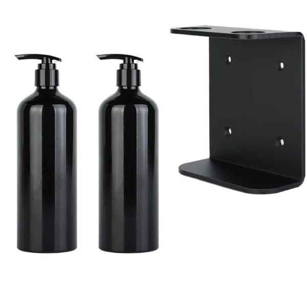 2 x Alva 500ml Black Soap Dispenser + Double Bracket