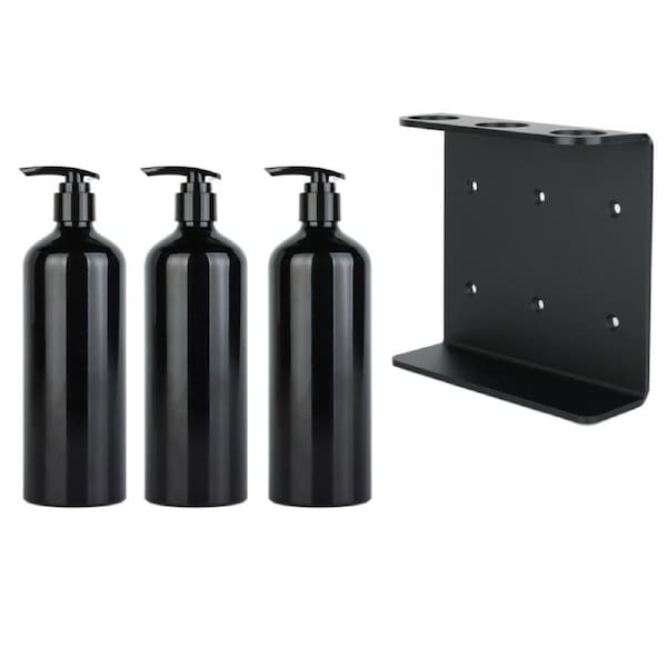 3 x Alva 500ml Black Soap Dispenser + Triple Bracket