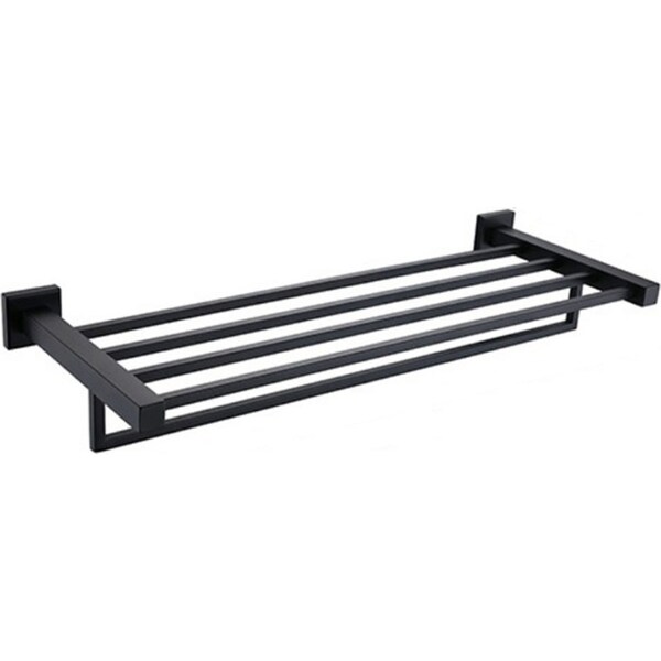 Black 600MM Double Towel Shelf Holder Rack Rail Square SUS 304 Wall Mounted