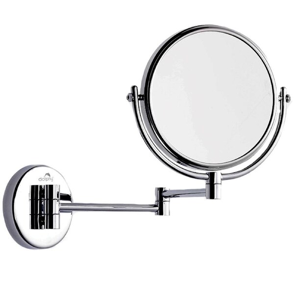 Dolphy Dual-Sided Wall Mount Makeup Mirror 8 Inch - 1X/3X Magnification, 360 Swivel, Silver Chrome, LED Vanity Mirror