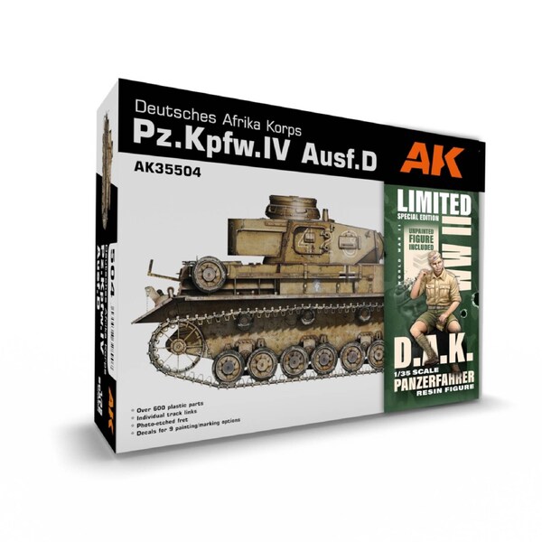 AK Interactive 1/35 Pz.Kpfw.IV Ausf.D Afrika Korps + DAK Panzerfahrer Plastic Model Kit