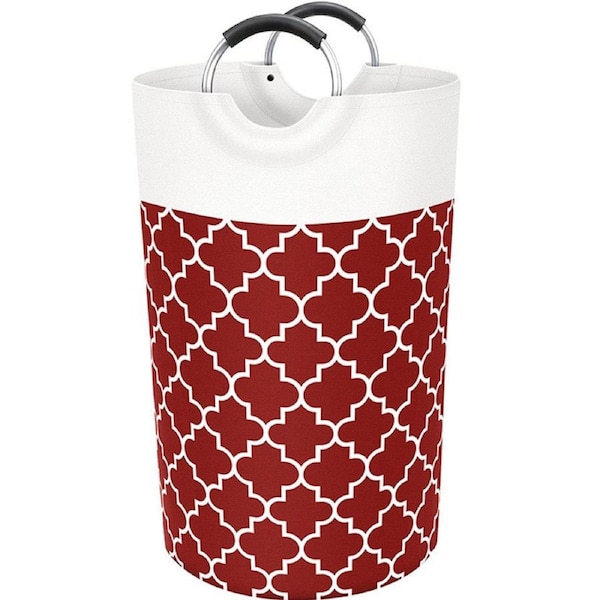 Large Laundry Basket Collapsible Tall With Handles Waterproof Travel Bathroom Essentials Storage For Dorm, Family (Red),82L