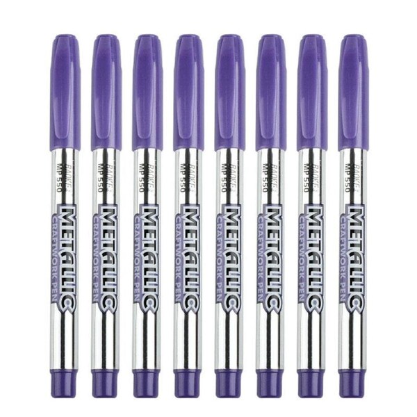 Catzon 8 Pcs Metallic Marker Pens for DIY Artist Illustration Crafts-Purple