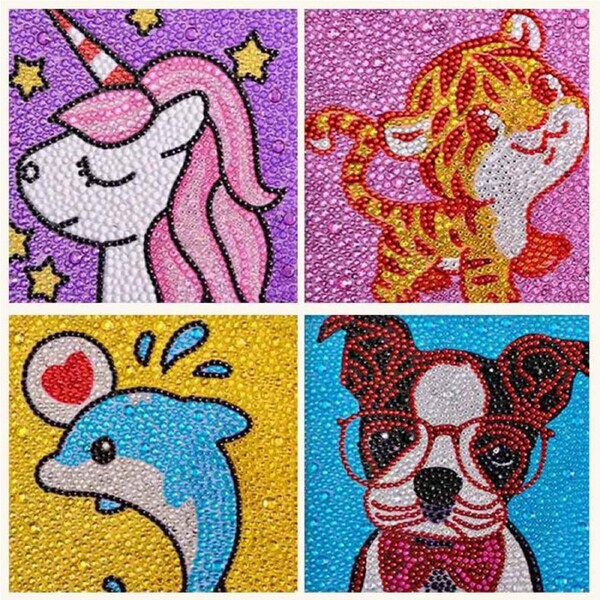 Catzon 4 Pieces 5D Diamond Painting Kit for Kids Full Drill Painting by Number Kits-C