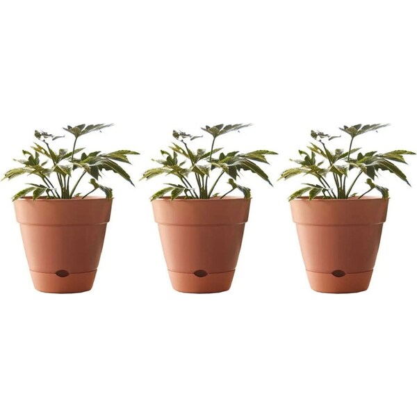 3x Northcote Pottery Leonard 20x18cm Self Watering Plant Pot Garden Decor Brick