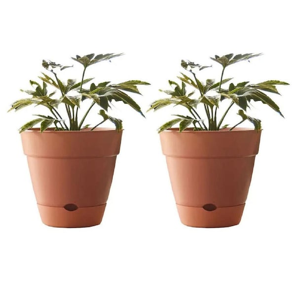2x Northcote Pottery Leonard 25x23cm Self Watering Plant Pot Garden Decor Brick