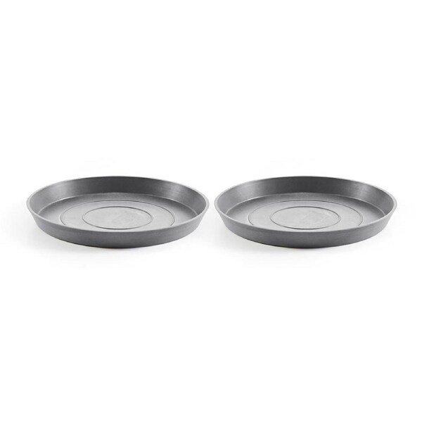 2x Ecopots Plant Pot Saucer Round 29 Grey 29x3.0cm Home Indoor/Outdoor Decor