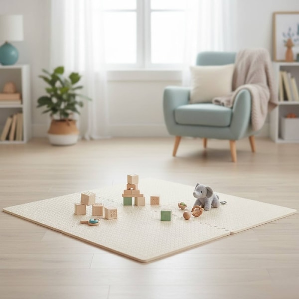 BoPeep 4Pcs Kids Play Mat EVA Interlocking Tiles 60x60cm - White