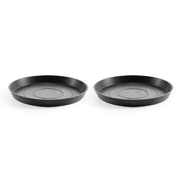 2x Ecopots Plant Pot Saucer Round 29 Dark Grey 29x3.0cm Indoor/Outdoor Decor