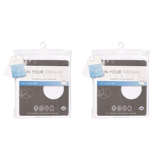 2x In Your Dreams Cotton Terry + PU Waterproof Sleeping Pillow Protector 110GSM