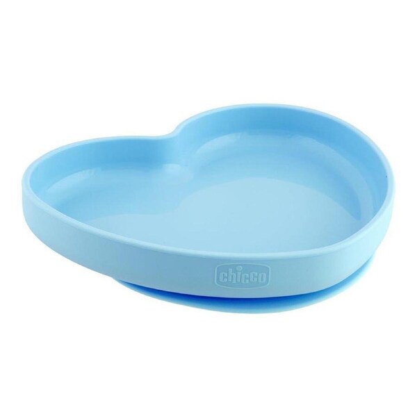 Chicco Nursing Silicone Heart-Shaped Plate Baby Feeding Food/Meal Dish Teal 9m+