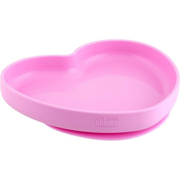 Chicco Nursing Silicone Heart-Shaped Plate Baby Feeding Food/Meal Dish Pink 9m+