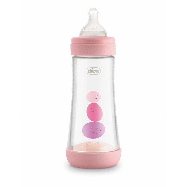 Chicco Nursing Baby Perfect5 300ml Feeding Bottle/Fast Silicone Teat 4m+ Pink