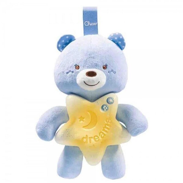 Chicco Toy 25.5cm GoodNight Bear Plush Baby Night Light Hanging Decor 0m+ Blue